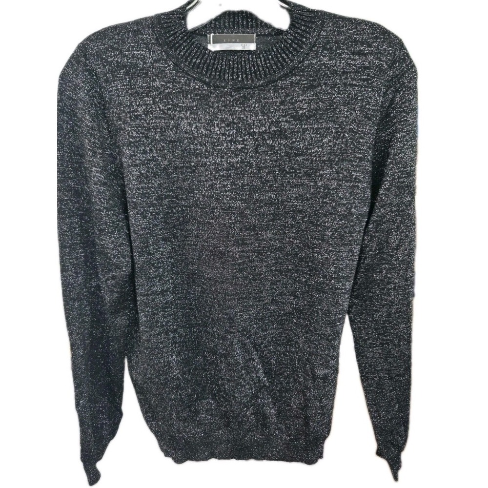 Rowe Glitter Black Sweater Metallic Shimmer Long Sleeve Crew Neck Size 22 XL-22